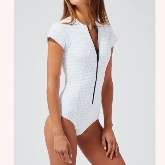 Lisa Marie Fernandez Other - Lisa Marie Fernandez Farrah Maillot Perforated One Piece Blue White Sz 2 US 4-6